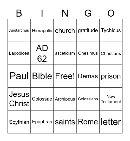 Bible Study Bingo Card
