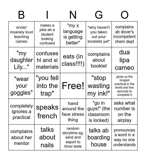 susan allen Bingo Card