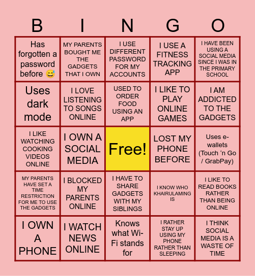 Future at Fingertips! Bingo Card