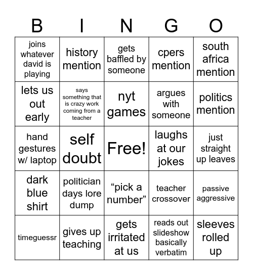 shaun ryley Bingo Card