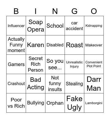 Darr Man Bingo Card