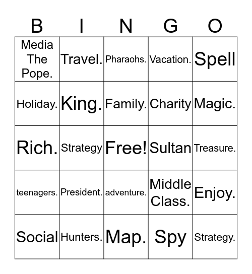 Grade 7 Bingo Card