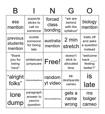 Angela Harvey Bingo Card
