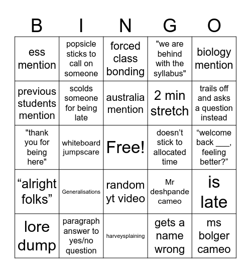 Angela Harvey Bingo Card