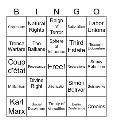 - Bingo Card