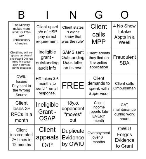 OW Bingo Card