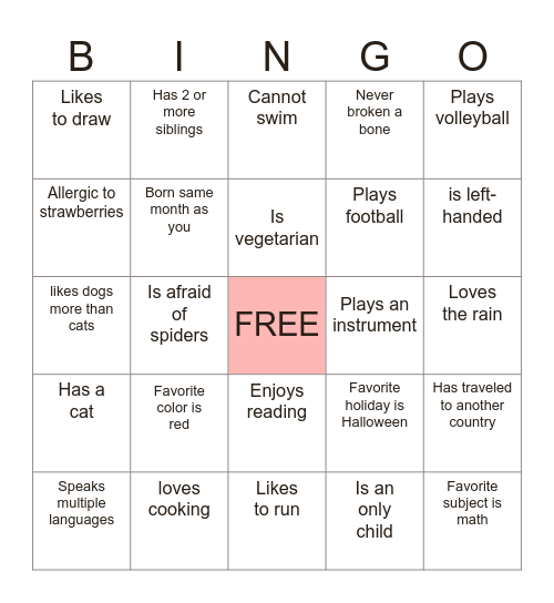 CYC Balboa High School Bingo Card