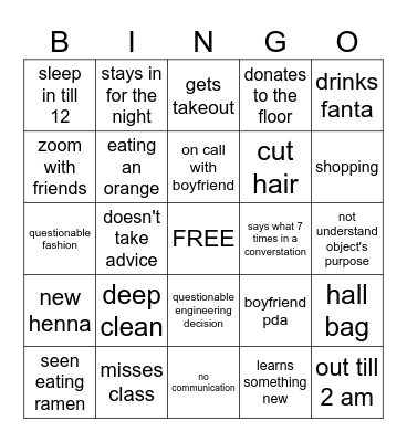 You Know Who Bingo Card