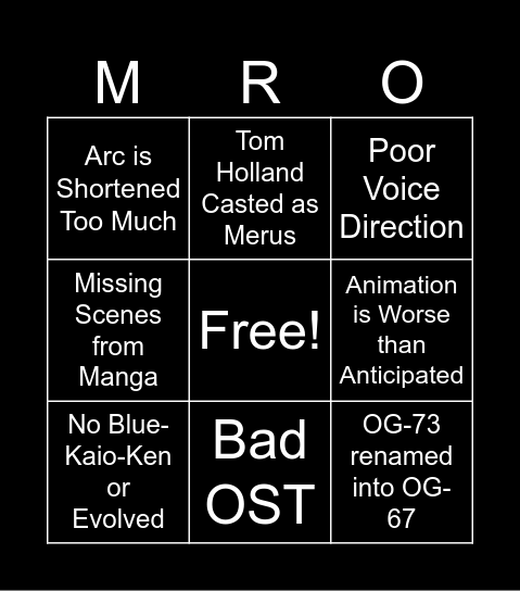How Toei and Funimation will Screw Up Moro Arc Bingo Card