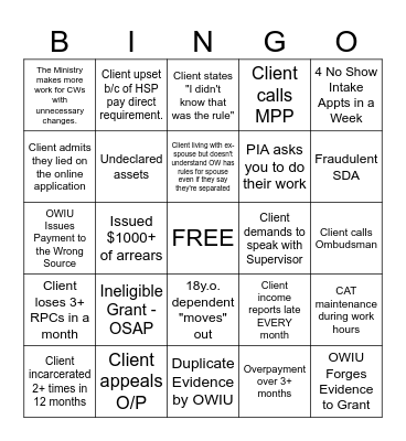 OW Bingo Card