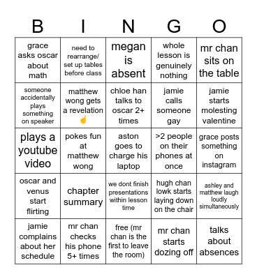 english llshl Bingo Card