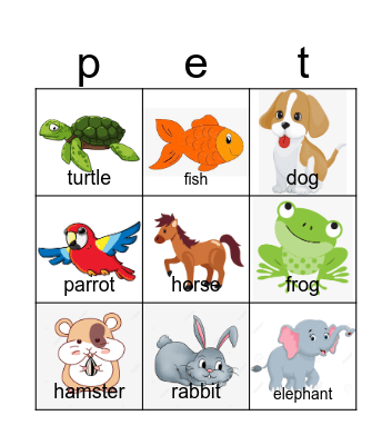 Pets Bingo Card