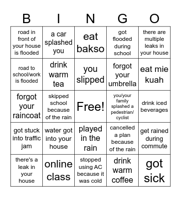 2026 RAINY SEASON BINGO Card