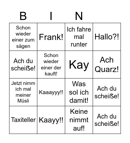 Rogers Bingo Karte Bingo Card