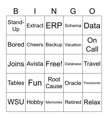 Steve's Retirement Bingo Card