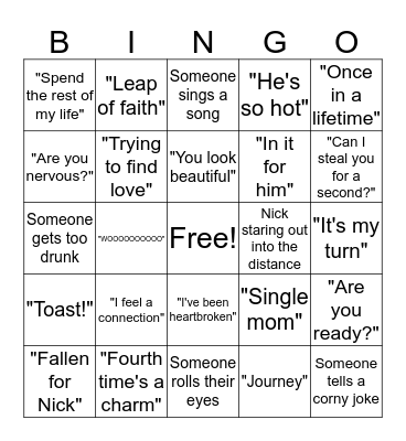 THE BACHELOR Bingo Card
