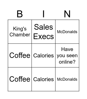 Kevin Bingo Card