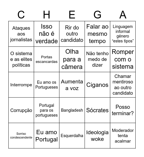 Bingo do Ventura Bingo Card