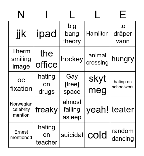 Nils bingr Bingo Card