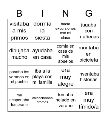 ¿Lo hacías? Bingo Card