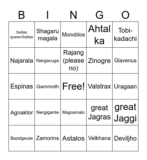MHwilds getting wild returning monsters Bingo Card