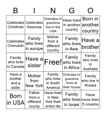 Fox Meadow Family Bingo Card