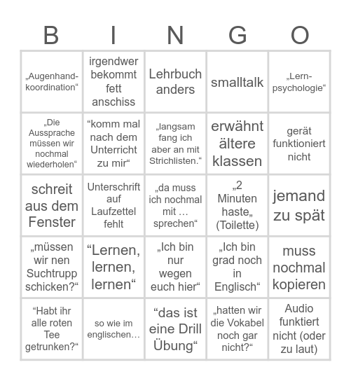 Italienisch Bingo Card