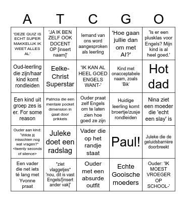 Open Dag Bingo Card