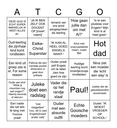 Open Dag Bingo Card