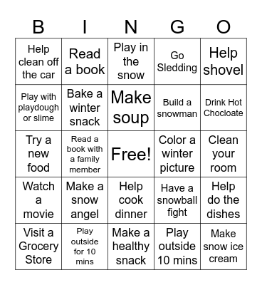 Winter Bingo Card