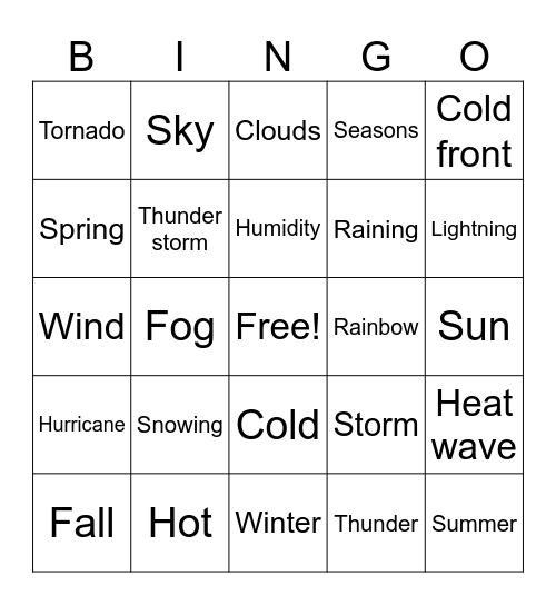 Tiempo Bingo Card