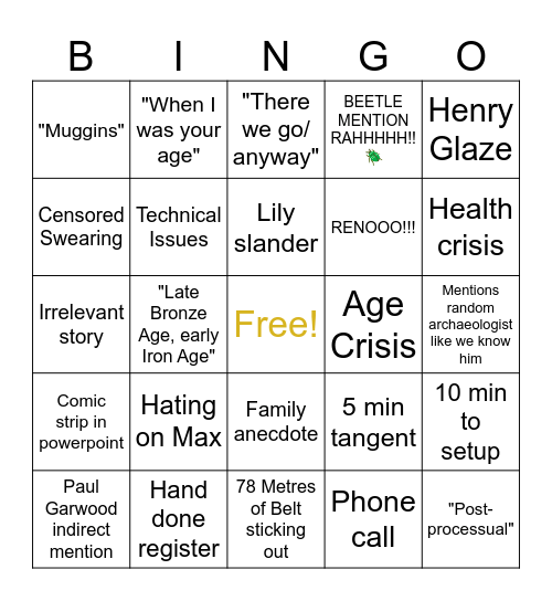 David Bingo Card