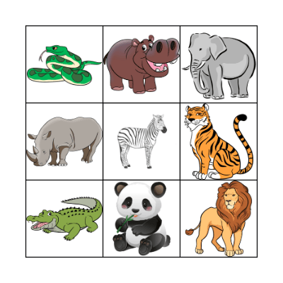 ANIMALS Bingo Card