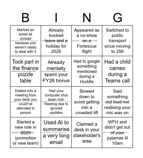 FBP Bingo Card