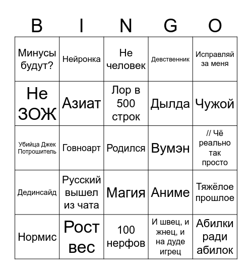Анкетирование V1.3 Bingo Card