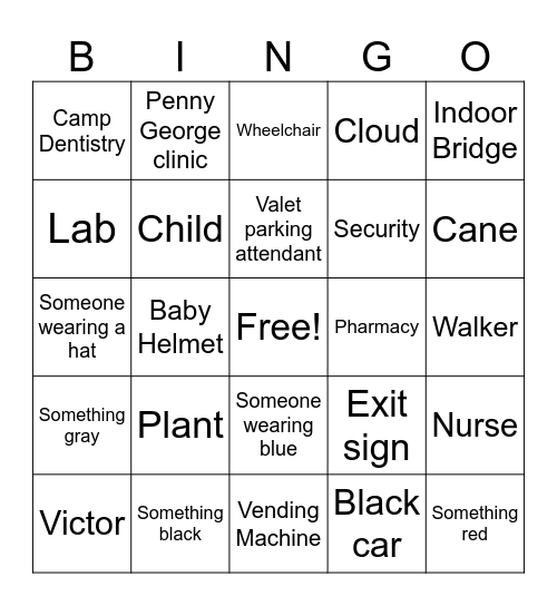 WH Indoor Scavenger Hunt Bingo Card