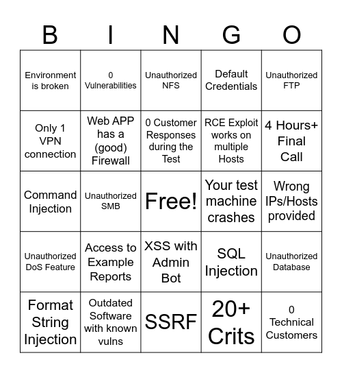 BINGO!!! Bingo Card