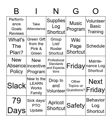 LEARN Works Staff Meeting-Jan. 3, 2017 Bingo Card