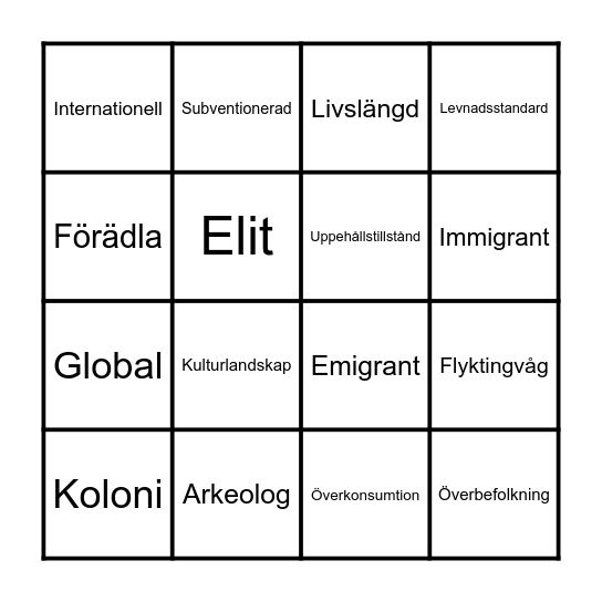 Geografi 7 Bingo Card