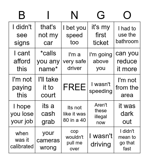 Screening Bingo Card