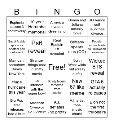 2026 Bingo Card