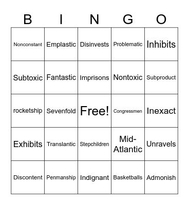 Wilson 3.4 Bingo Card