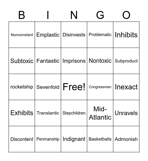 Wilson 3.4 Bingo Card
