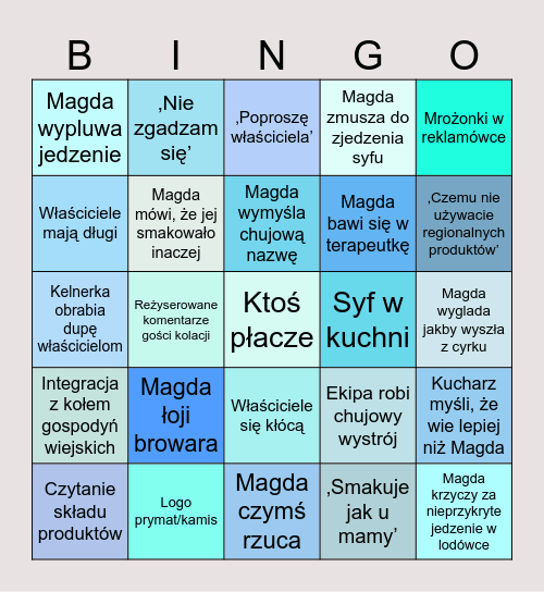 Kuchenne Rewolucje Bingo Card