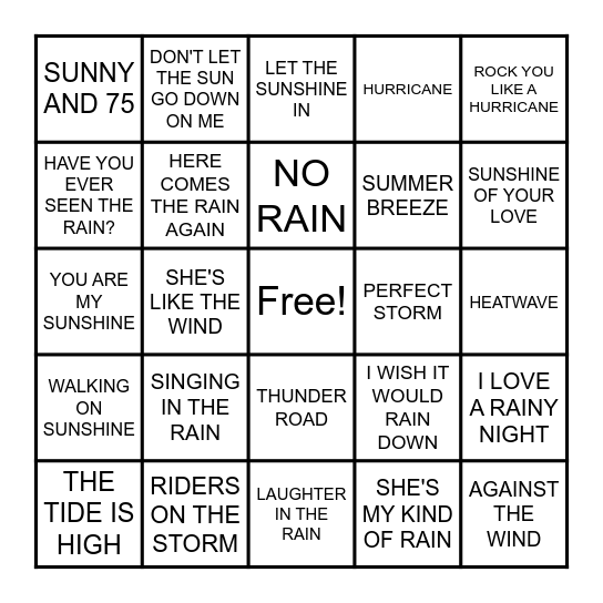 METEOROLOGIST APPROVED! Bingo Card