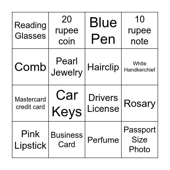 Communion Bingo Card