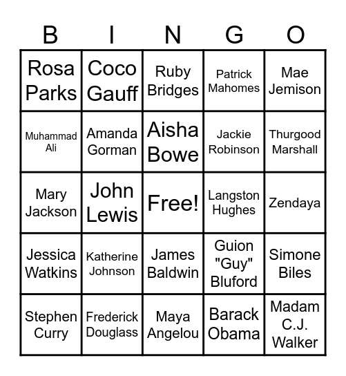 Black History Month 2026 Bingo Card