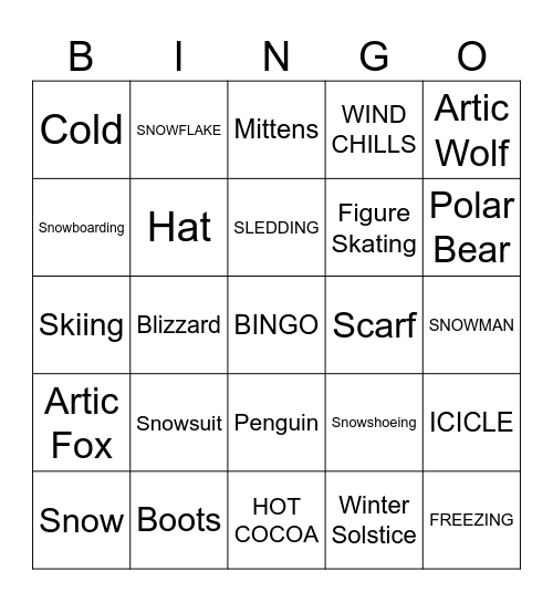 WINTER WONDERLAND Bingo Card