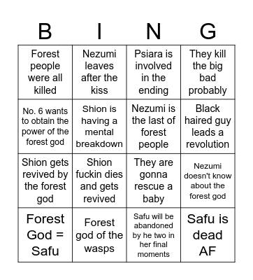 No.6 Bing Bingo Card