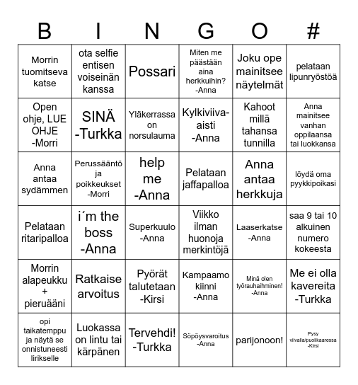 ope-bingoo Bingo Card